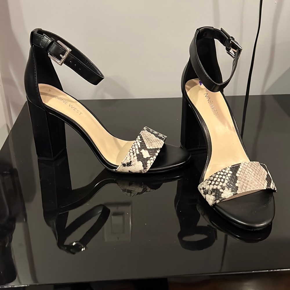 Nine West strappy alligator heels